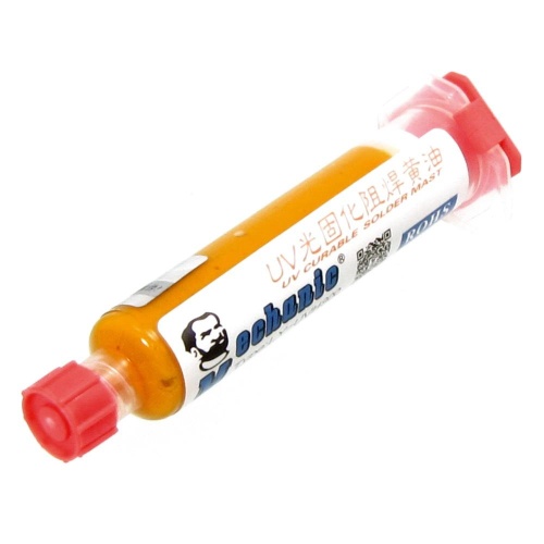 Лак ізоляційний Mechanic LY-UVH900, жовтий, у шприці, 10 ml (LW UV curing solder printing ink)