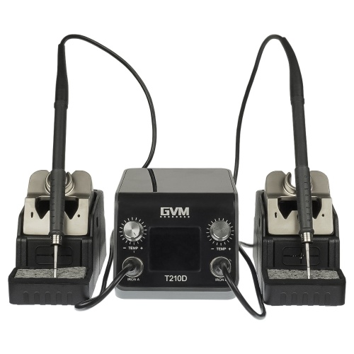 Паяльная станция прецизионная GVM T210D (2 паяльника стандарта JBC 210, 120W, 150C - 480C)