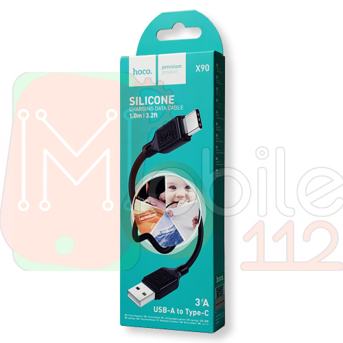 Кабель зарядки Hoco X90 Cool Silicone USB - Type C 1м 3А черный
