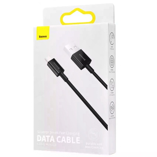 Кабель зарядки Baseus Superior Series USB A - Micro 2A 2м чорний (CAMYS-A01) фото 3 Кабель зарядки Baseus Superior Series USB A - Micro 2A 2м чорний (CAMYS-A01) фото 3