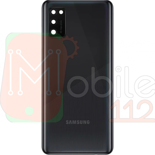 Задня кришка Samsung Galaxy A41 2020 A415F (чорна оригінал Китай зі склом камери)