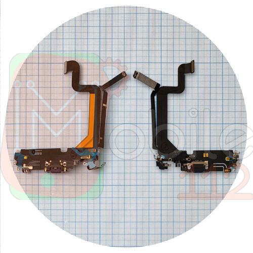 Шлейф Apple iPhone 14 Pro Max с разъемом зарядки и микрофоном (черный оригинал Китай)