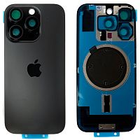 Задняя крышка Apple iPhone 16 Pro (черная Black Titanium с рамкой, стеклом камер и магнитом)