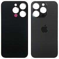 Задняя крышка Apple iPhone 15 Pro (черная Black Titanium с большим отверстием)