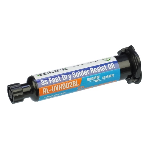 Лак ізоляційний Relife RL-UVH902BL 3S швидковисихаючий, синій, в шприці, 10 ml Лак ізоляційний Relife RL-UVH902BL 3S швидковисихаючий, синій, в шприці, 10 ml