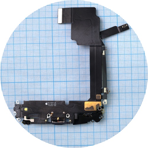 Шлейф Apple iPhone 15 Pro Max з роз'ємом зарядки та мікрофоном (чорний оригінал 100%)