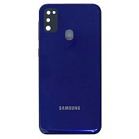Задняя крышка Samsung Galaxy M21 M215F (синяя оригинал Китай со стеклом камеры)