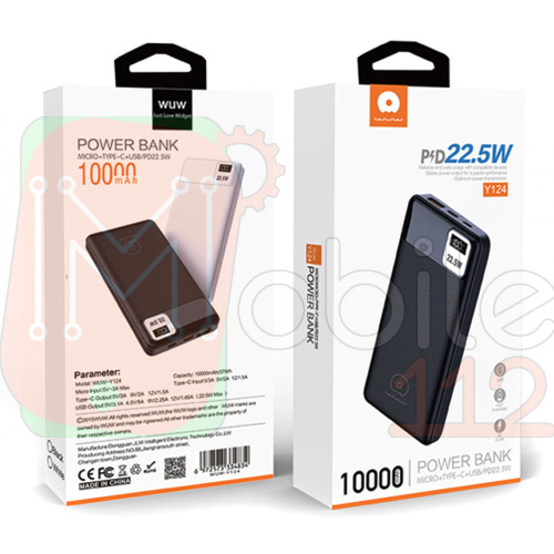 Power Bank Павербанк WUW Y124 PD 22.5W USB+Type-C 10000mAh фото 2