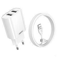 Зарядное устройство Remax Jane Series 2.1A Dual USB Charger Set RP-U35 Type-C (белое)