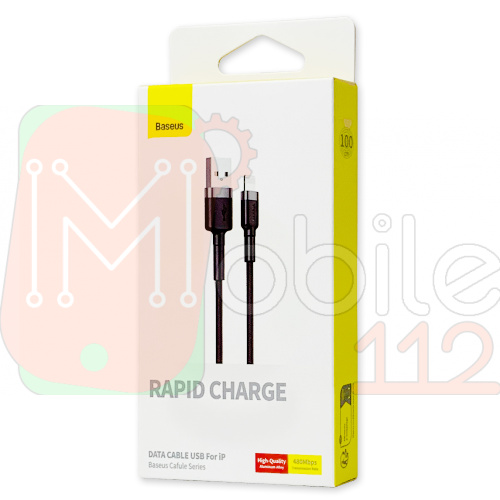 Кабель зарядки Baseus Cafule USB to Lightning 2.4A 1м чорно - сірий (CALKLF-BG1)