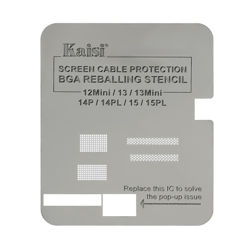 Трафарет BGA Kaisi для микросхемы дисплея iPhone 12 Mini/ 13/ 13 Mini/ 14 Pro/ 14 Plus/ 15/ 15 Plus