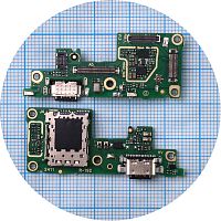 Шлейф Infinix GT 20 Pro X6871 с разъемами зарядки и Sim-карты с микрофоном - нижняя плата (AAA)