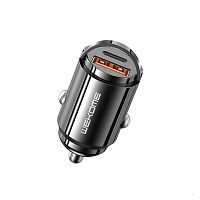 Авто зарядний адаптер Wekome WP-C38 Mini Car Charger 1USB 1Type-C 3A 20W (чорне)