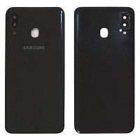 Задня кришка Samsung Galaxy A20 2019 A205F (чорна зі склом камери)