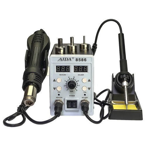 Паяльна станція Aida 8586, фен, паяльник з нагрівальним елементом Hakko, цифрова індикація