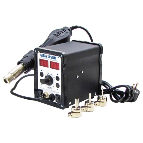 Паяльна станція Aida 858D++ безкомпресорна, фен, паяльник з нагрівальним елементом Hakko фото 2