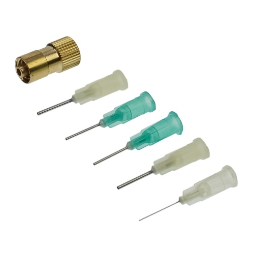 Дозаторы Aida G14a 5шт с переходником для шприцев, ёмкостей с флюсами и жидкостями (1х0.4 мм, 2х0.6 мм, 2х0.8 мм)