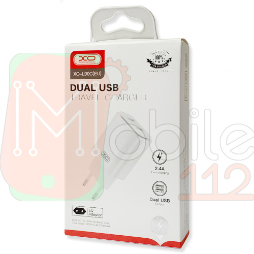 Мережевий адаптер XO L90C 2USB 2.4A (білий) фото 2