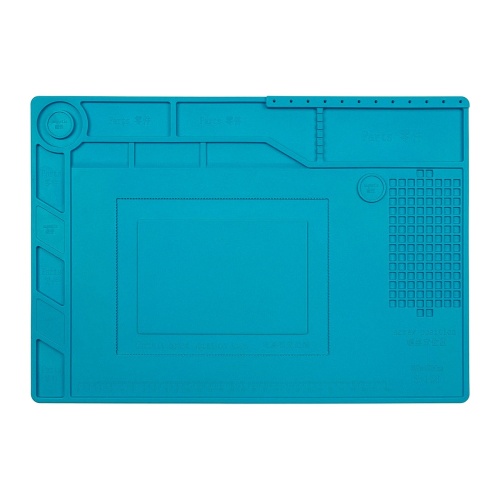 Мат силиконовый, термоустойчивый Aida S-150, для ремонта портативной техники и раскладки запчастей (389x269мм)