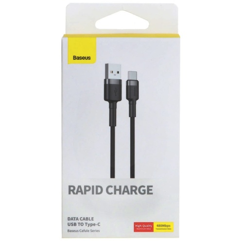 Кабель зарядки Baseus Cafule USB A - Type C 2A 2м чорно-сірий (CATKLF-CG1) фото 2 Кабель зарядки Baseus Cafule USB A - Type C 2A 2м чорно-сірий (CATKLF-CG1) фото 2