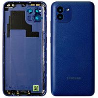 Задняя крышка Samsung Galaxy A03 A035F (синяя оригинал Китай со стеклом камеры)