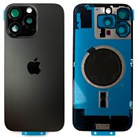 Задняя крышка Apple iPhone 16 Pro Max (черная Black Titanium с рамкой, стеклом камер и магнитом)