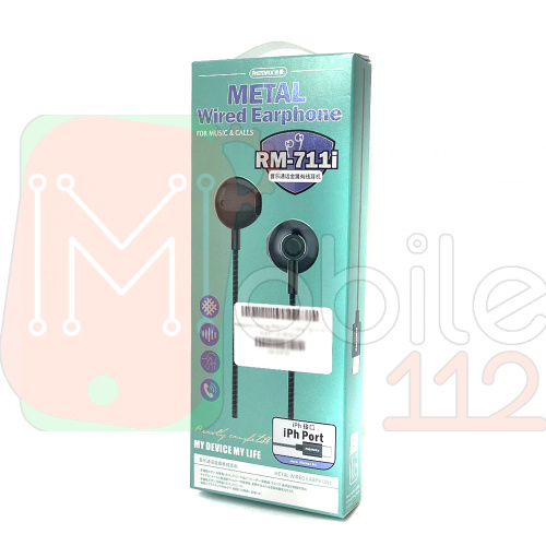 Навушники Remax RM-711i з мікрофоном Lightning (чорні) фото 2