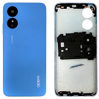 Задняя крышка Oppo A17 CPH2477 (голубая оригинал Китай со стеклом камеры)