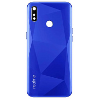 Задня кришка Realme 3i RMX1827 (синій оригінал Китай зі склом камери)