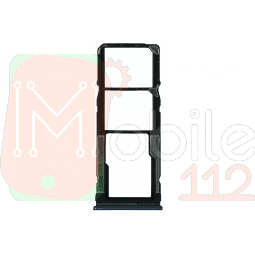 Тримач SIM карти Xiaomi Redmi Note 9S, Note 9 Pro, Note 9 Pro Max (чорний на 2 SIM + MicroSD)