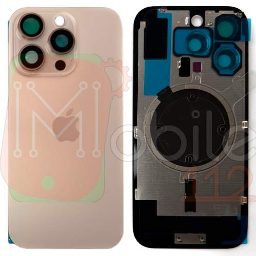 Задня кришка Apple iPhone 16 Pro (золотиста Desert Titanium з рамкою, склом камер та магнітом)