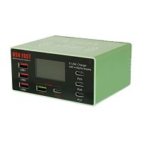 Зарядная станция с индикацией параметров зарядки Aida AD80 110W (3 USB 2.4А/ 1 USB QC 3A/ 3 Type-C PD 20W/ 1 Type-C PD 65W/ Wireless fast charging 15W)