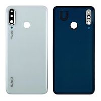 Задняя крышка Huawei P30 Lite MAR-LX1 (24MP белая оригинал Китай со стеклом камеры)