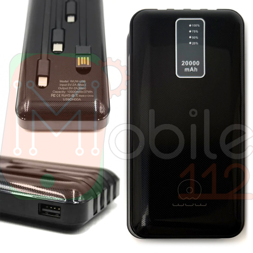 Power Bank Павербанк WUW U40 20000mAh+кабель 3 в 1