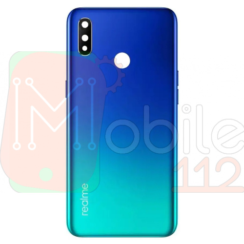 Задня кришка Realme 3 RMX1821 (синій оригінал Китай зі склом камери)