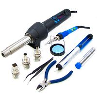 Паяльний набір в кейсі WEP 8858-I & 947-III (паяльник 947-III, термофен 8858-I, інструменти та розхідники)