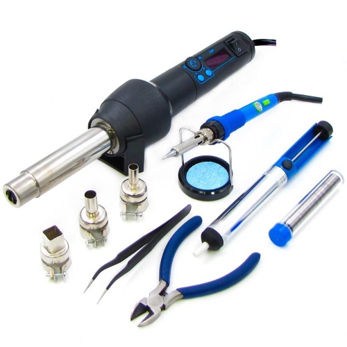 Паяльний набір в кейсі WEP 8858-I & 947-III (паяльник 947-III, термофен 8858-I, інструменти та розхідники)