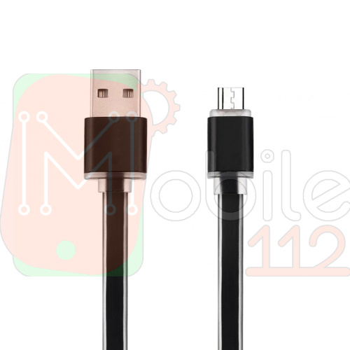 Кабель зарядки Noodle (Локшина) USB - Micro USB 1м 2 А (чорний) фото 2