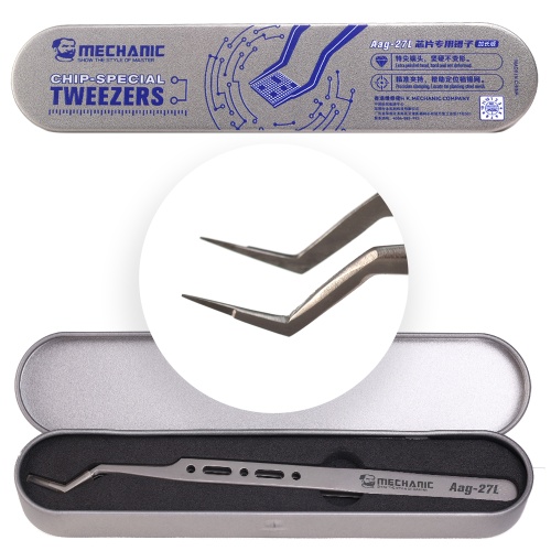 Пінцет Mechanic Aag-27L вигнутий гострий, антимагнітний, 140 мм