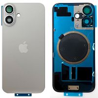 Задняя крышка Apple iPhone 16 (белая оригинал Китай с рамкой, стеклом камер и магнитом)