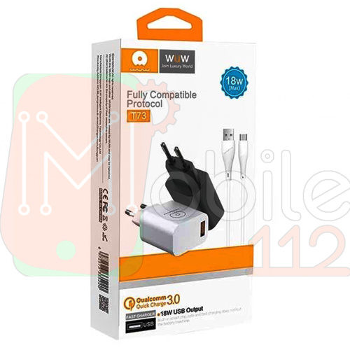 Зарядний пристрій WUW-T73 USB QC3.0 18W Lightning (біле) фото 2