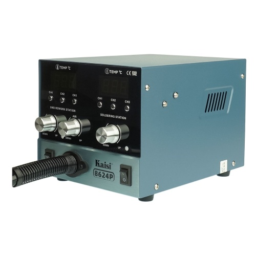 Паяльная станция прецизионная Kaisi 8624P, фен 100C - 450C, паяльник стандарта JBC 210 200C - 500C, 6 каналов памяти, 800W фото 4