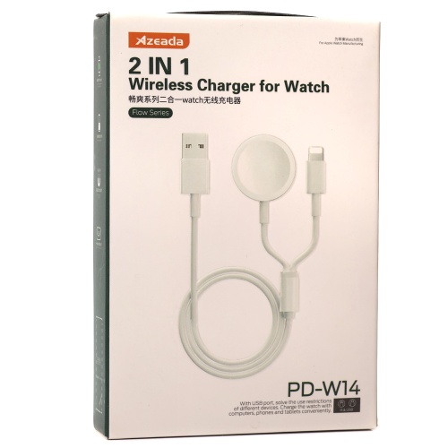Кабель зарядки Azeada PD-W14 2 in 1 Wireless Charger for Watch фото 3 Кабель зарядки Azeada PD-W14 2 in 1 Wireless Charger for Watch фото 3