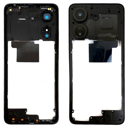 Рамка корпусу Xiaomi Redmi 13C (чорна зі склом камери)