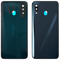 Задня кришка Samsung Galaxy A30 2019 A305F (чорна оригінал Китай зі склом камери)