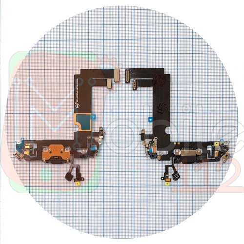 Шлейф Apple iPhone 12 Mini с разъемом зарядки и микрофоном (черный оригинал Китай)