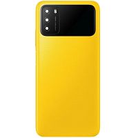 Задняя крышка Xiaomi Poco M3 (желтая оригинал Китай со стеклом камеры)