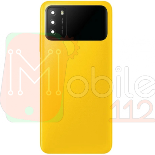 Задня кришка Xiaomi Poco M3 (жовта оригінал Китай зі склом камери)