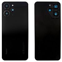 Задня кришка Xiaomi Redmi 12 (чорна зі склом камери)