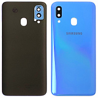 Задня кришка Samsung Galaxy A40 2019 A405F (синій оригінал Китай зі склом камери)